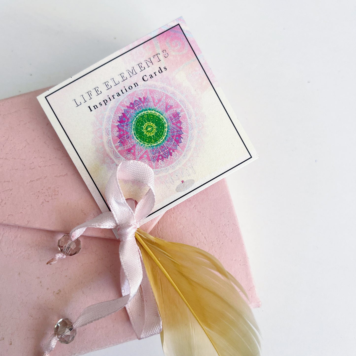 Close up view of the rose pink box.