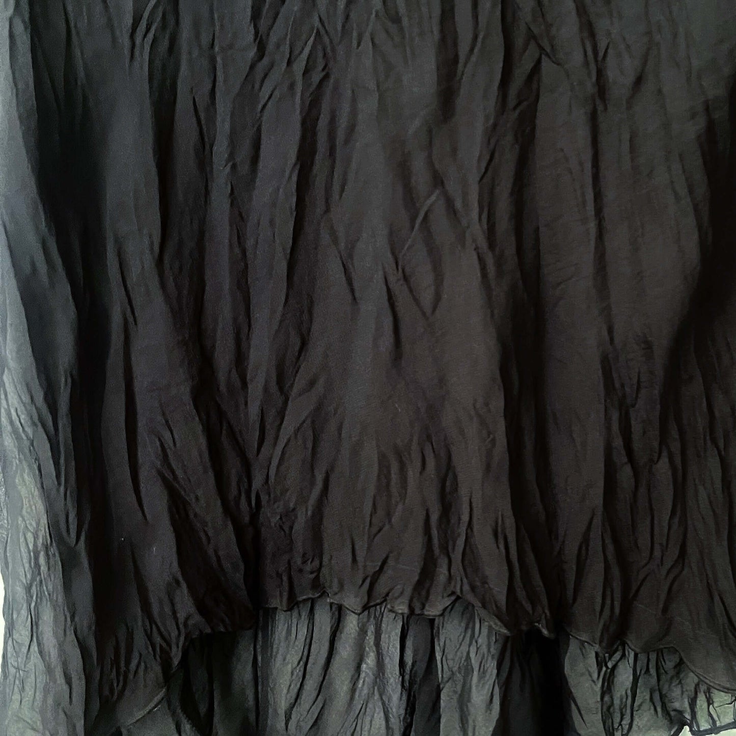 Detail of black chiffon fabric.