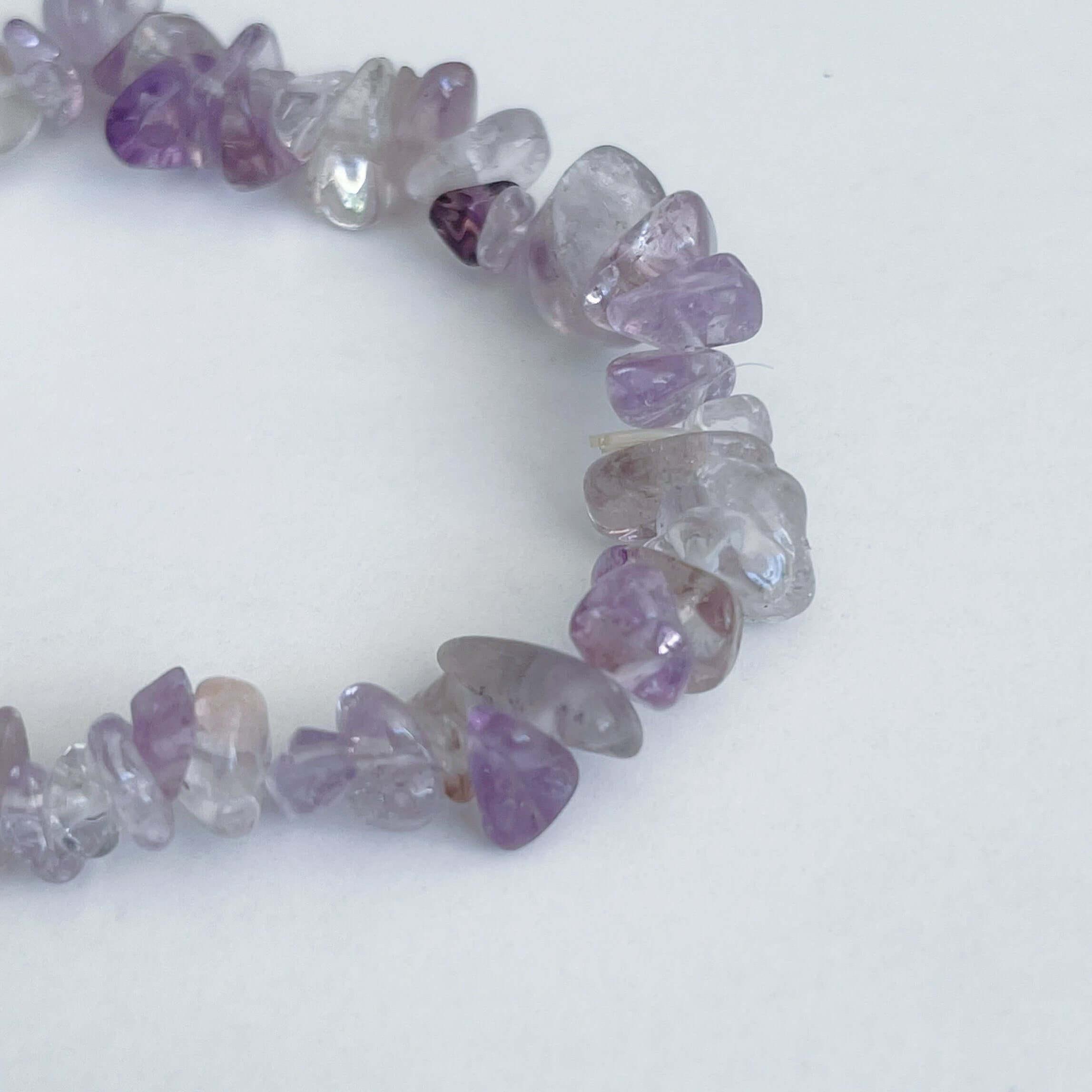 Amethyst and Clear Quartz Tumbled Bracelet - Forest Life