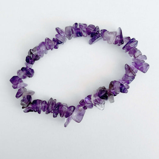 Top view of the tumbled semi-precious stones, shades of purple.