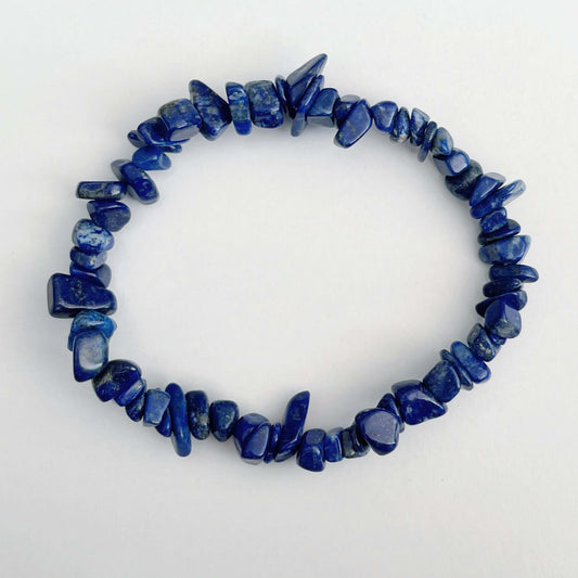 Top view of the tumbled semi-precious stones, shades of deep royal blue.