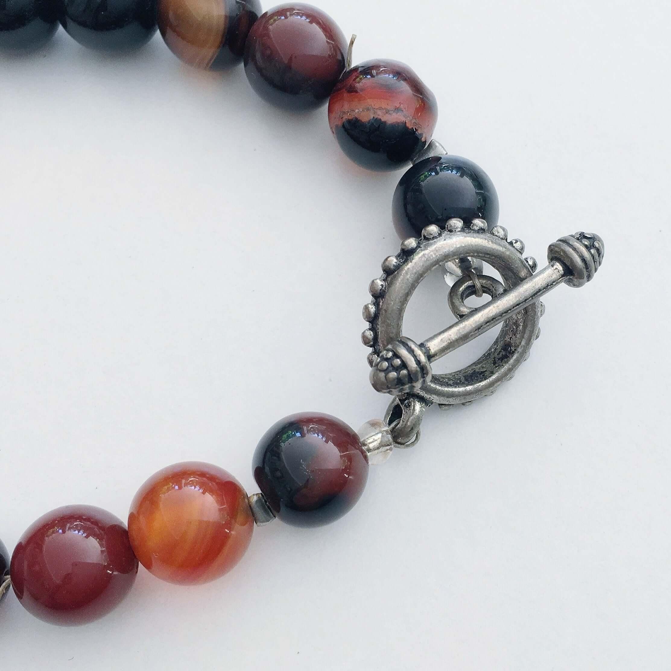 Agate Bracelet With Obsidian Cross - Forest Life