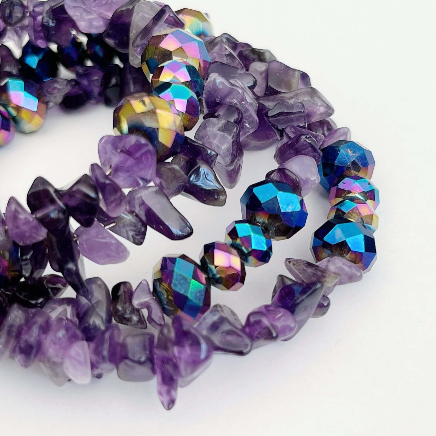 Amethyst and Lead Crystal Spiral Bracelet - Forest Life