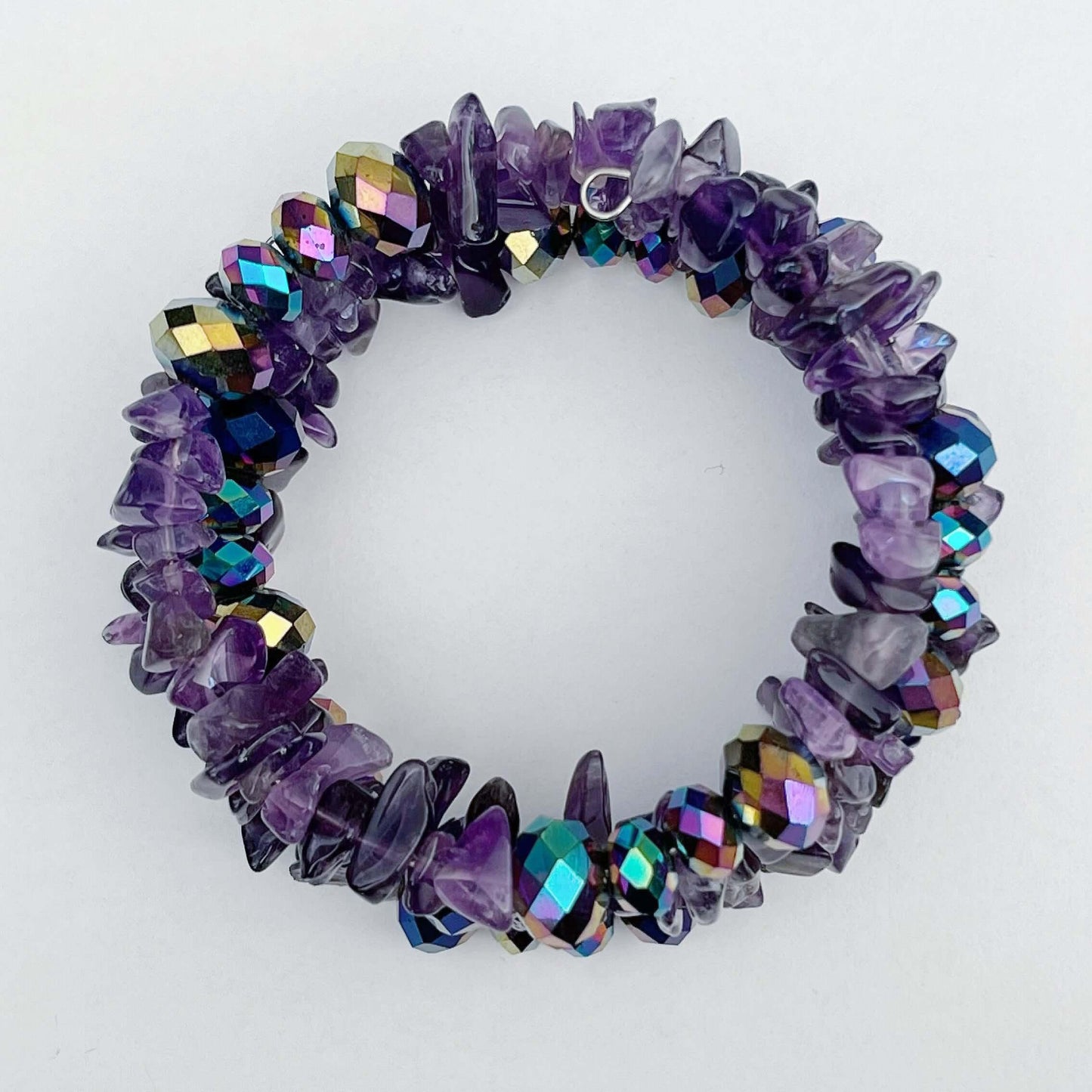 Amethyst and Lead Crystal Spiral Bracelet - Forest Life