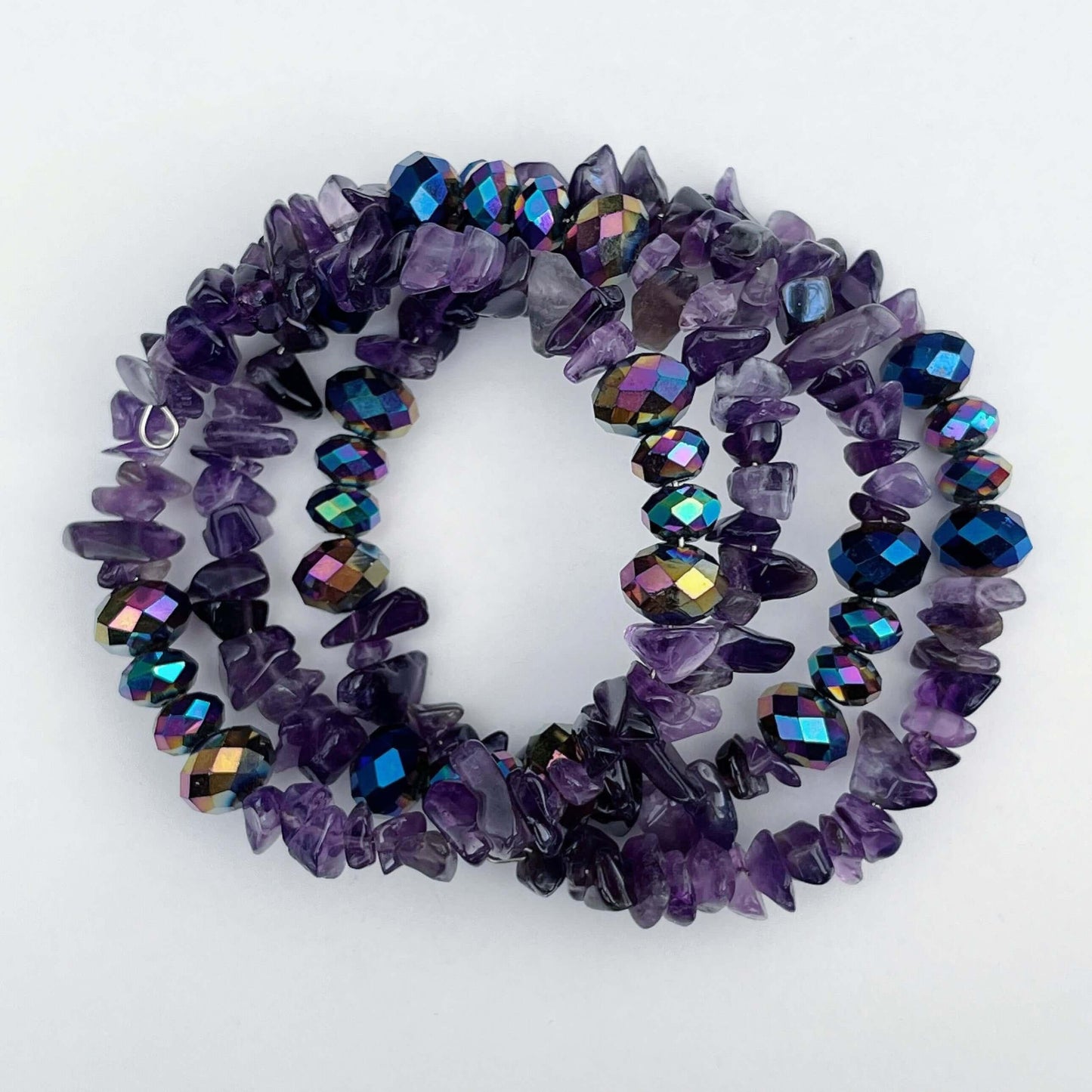 Amethyst and Lead Crystal Spiral Bracelet - Forest Life