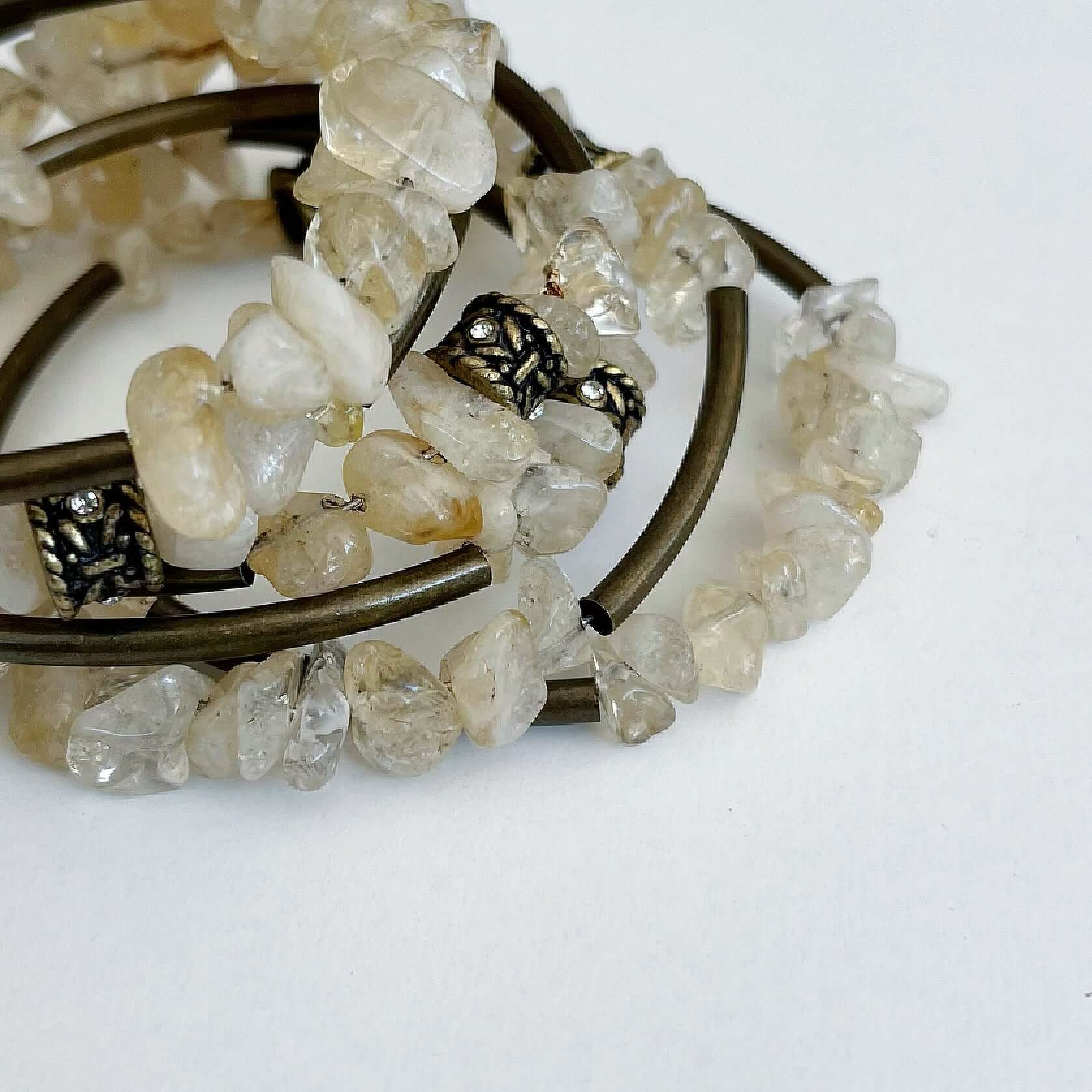 Detail view of Citrine spiral bracelet.