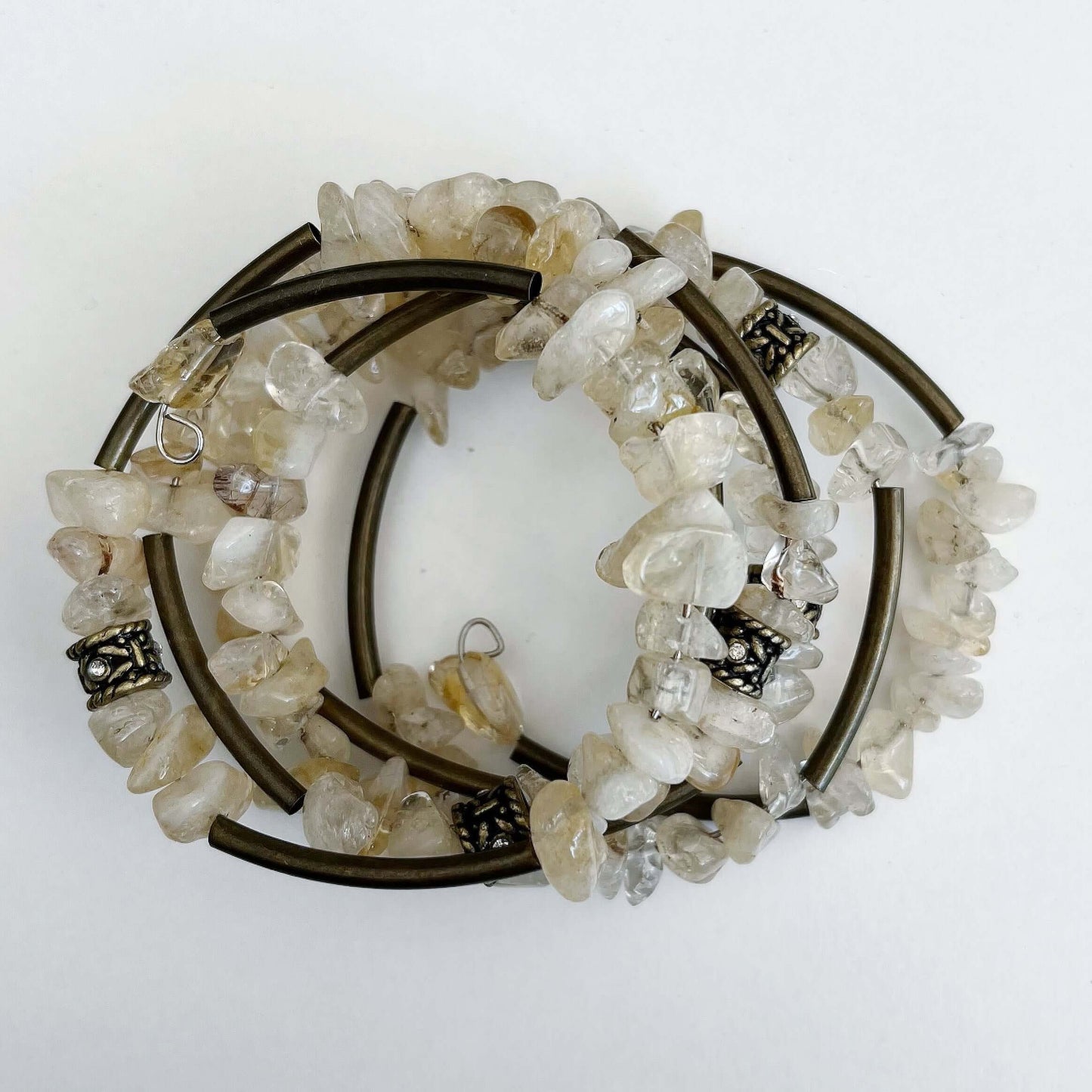 Top view of Citrine spiral bracelet.