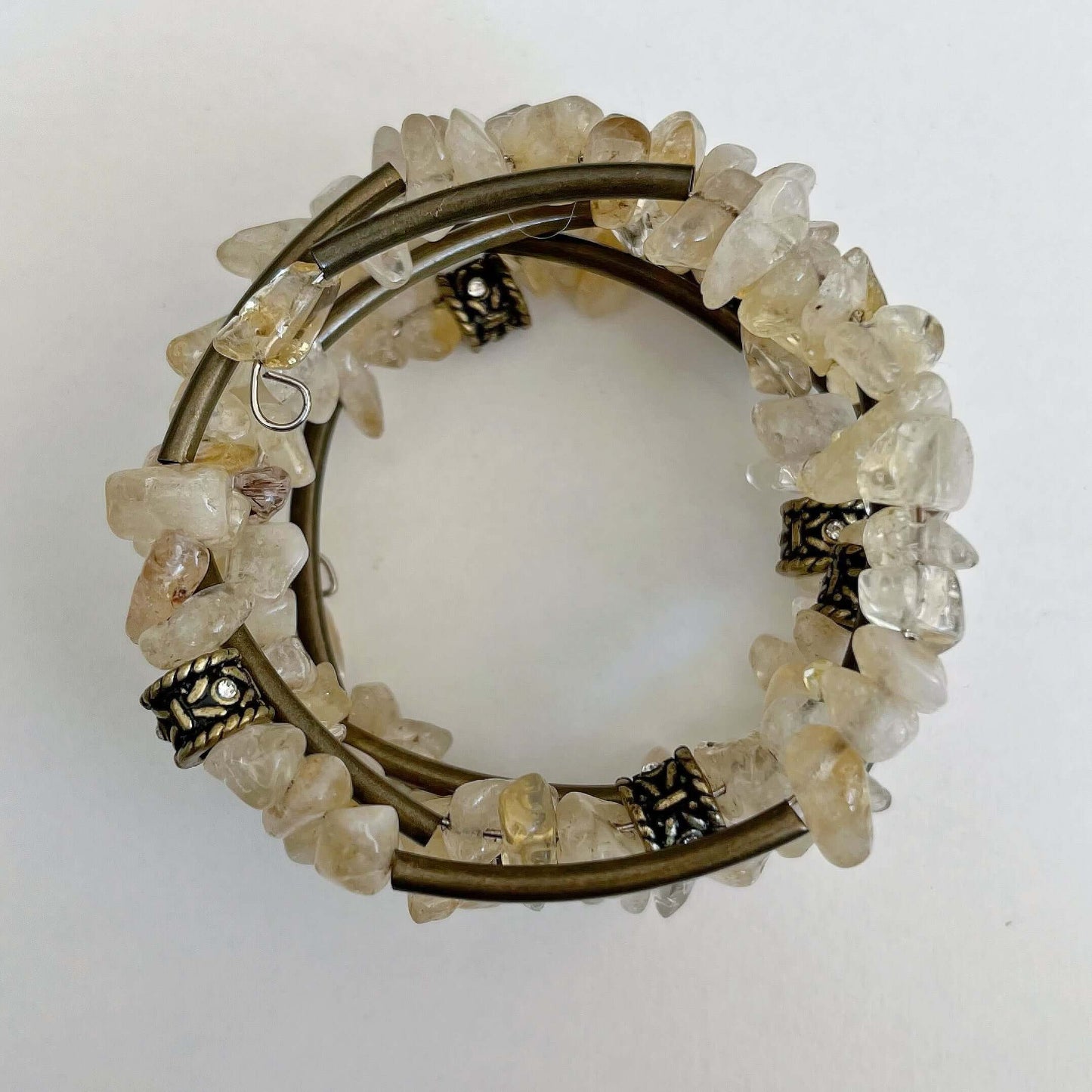 Top view of Citrine spiral bracelet.