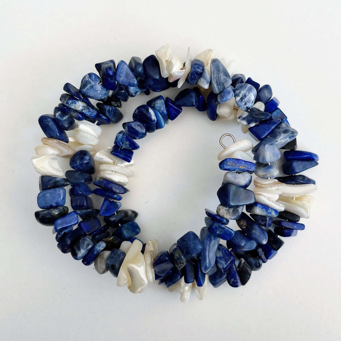 Top view of Sodalite spiral bracelet.